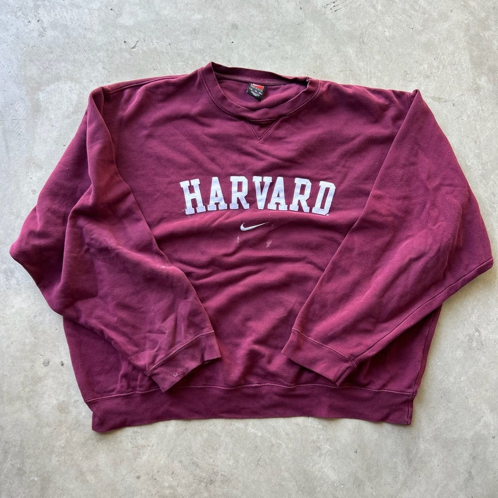 Vintage Nike Team Harvard Sweatshirt Center Swoosh Maroon XL Collegiate Crewneck